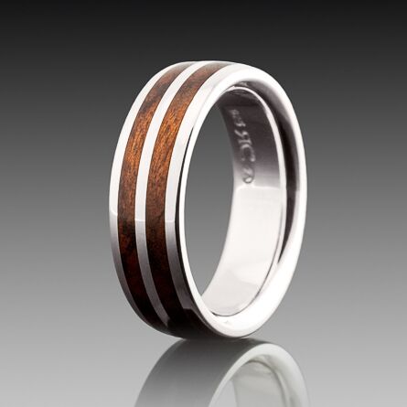 MW46D_Trinity_Curve_Ring_Wedding_Wood_RhodesianTeak_Silver Trinity Curve - Teak & 18ct Yellow Gold