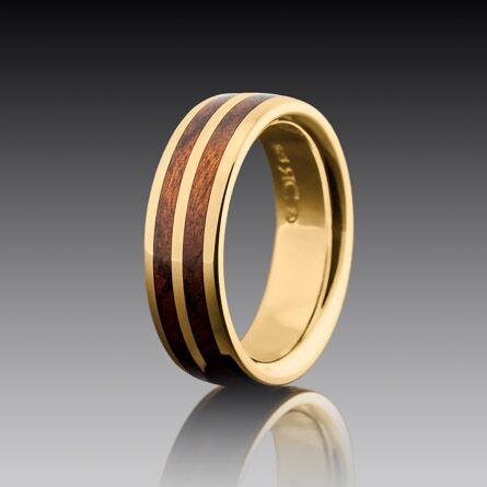 MW46D_Trinity_Curve_Ring_Wedding_Wood_Teak_Gold_YellowGold_18ct Trinity Curve - Teak & 18ct Yellow Gold